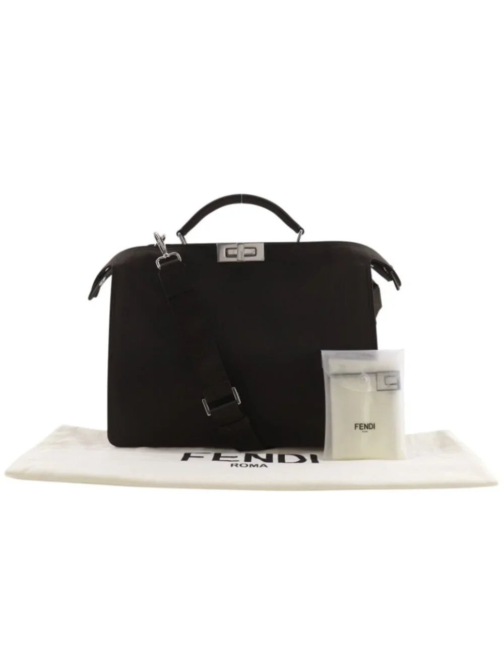 Fendi Peekaboo Ic You 2-Way Shoulder Nylon Brown Business